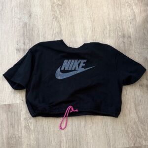 Nike Black Crop Top with Pink Accent